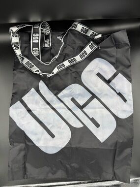UGG Packable Black Tote Bag with White Logo Branded Straps